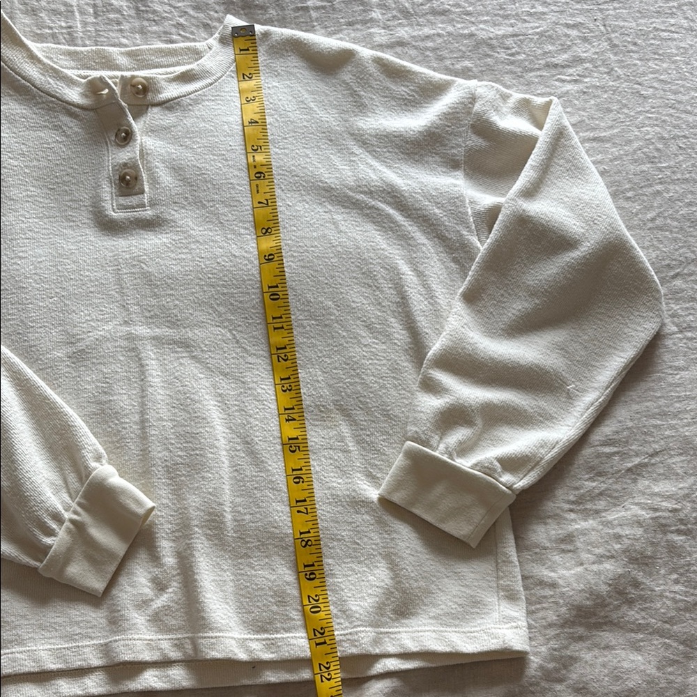 Madewell Off-White Textured Henley Top - Picture 6 of 10